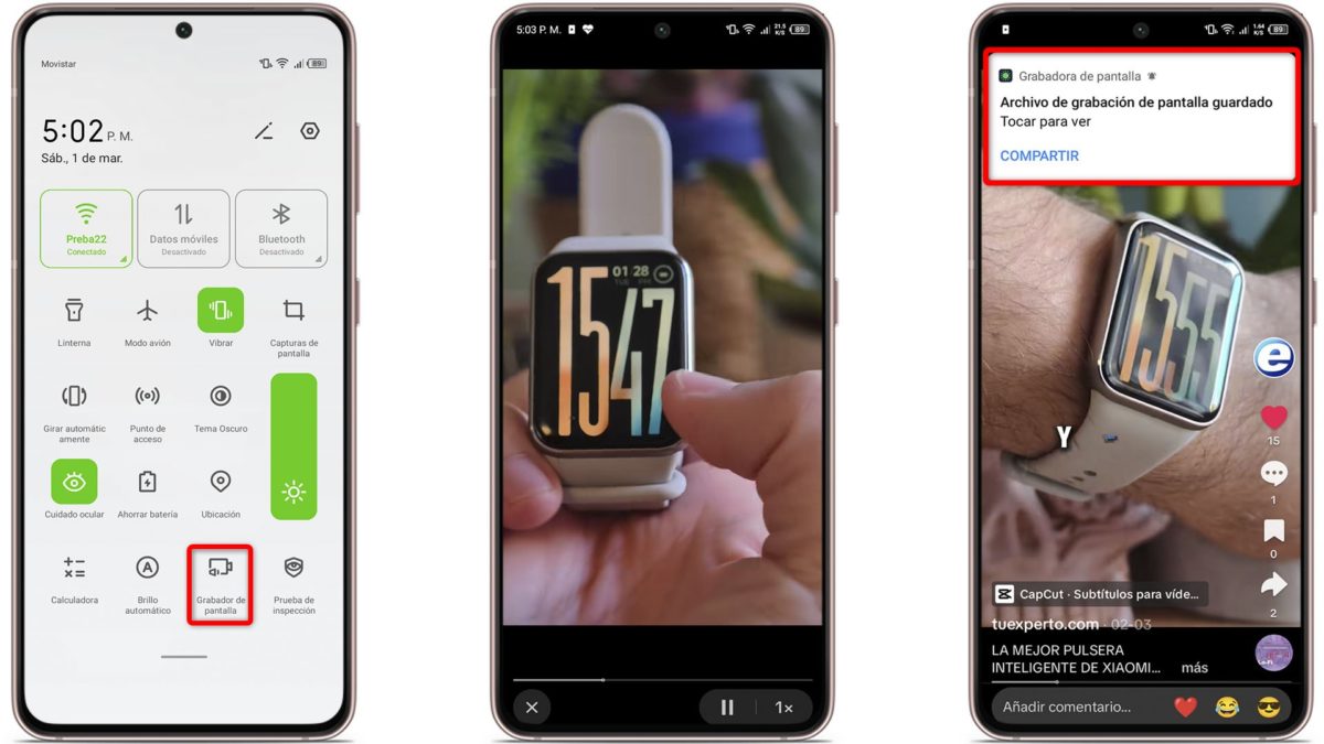 Cómo descargar vídeos de TikTok sin marca de agua: todas las opciones posibles 4 Trucos para descargar vídeos de TikTok sin marca de agua - Graba la pantalla del móvil
