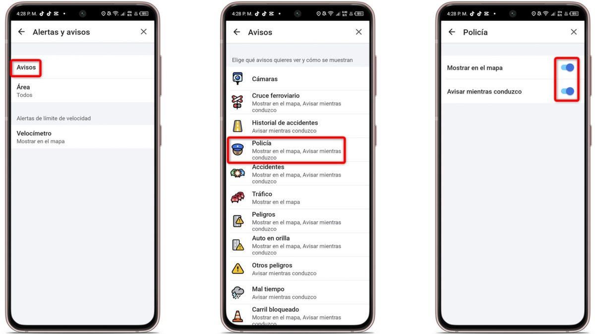 Waze no avisa de los radares en carretera en 2025: causas y cómo solucionarlo 5 Marca los tipos de radares en Waze
