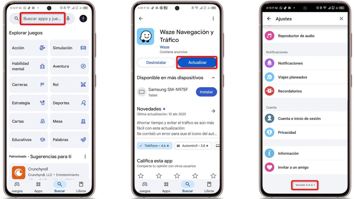 Waze no avisa de los radares en carretera en 2025: causas y cómo solucionarlo 2 Versión desactualizada de la app