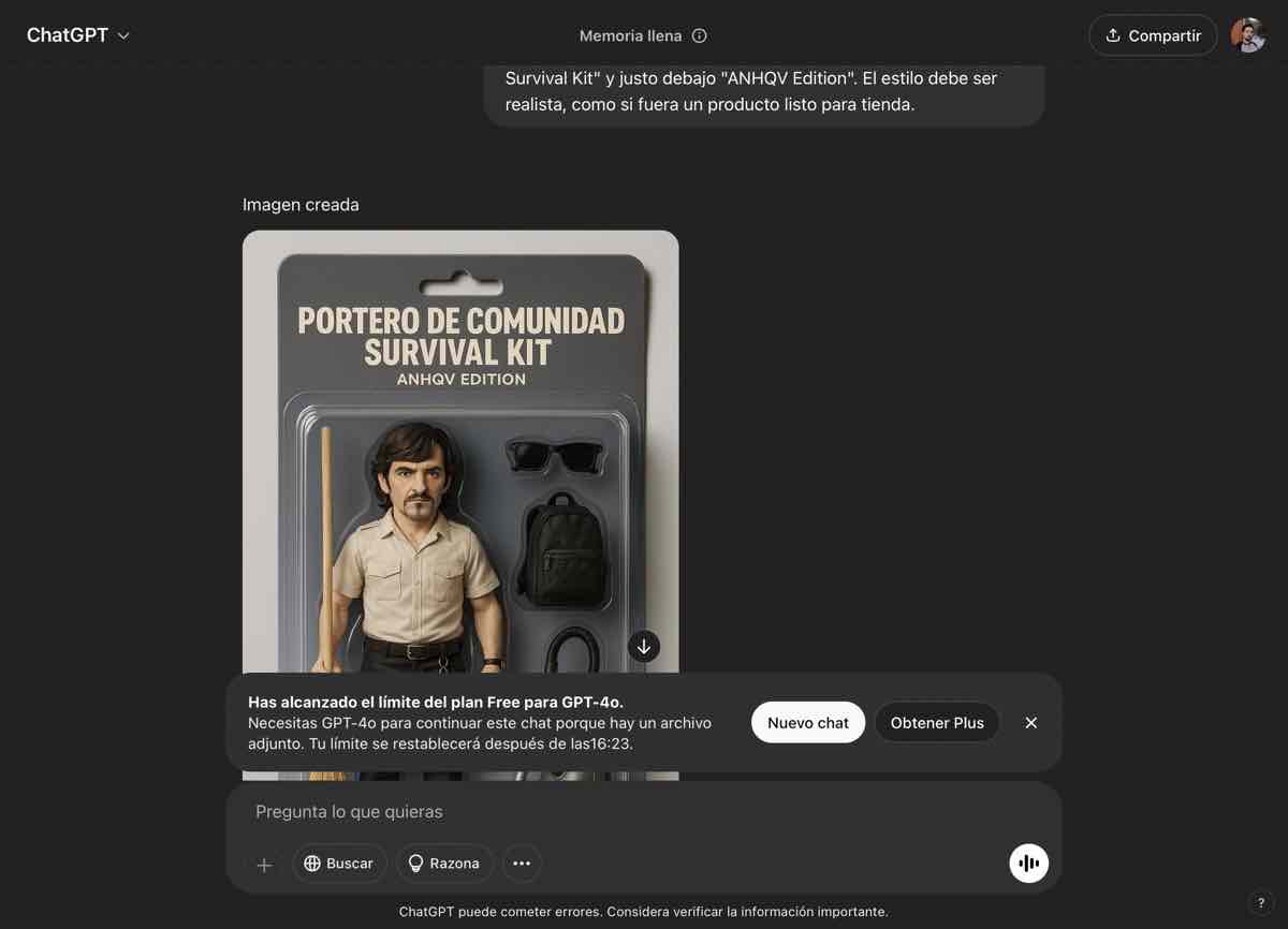 Cuál es el prompt de ChatGPT para obtener una imagen de muñeco coleccionable 2 Screenshot