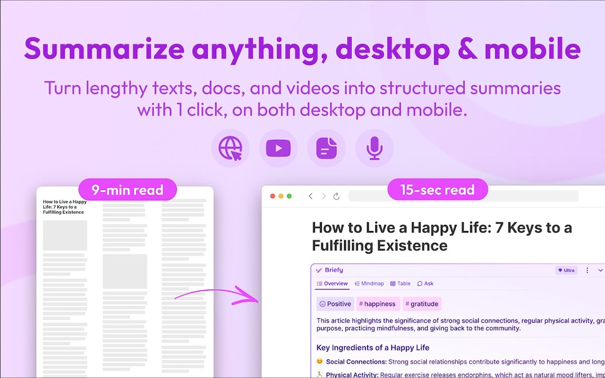 Las 7 mejores extensiones de Google Chrome para resumir textos, vídeos y PDF 6 briefy