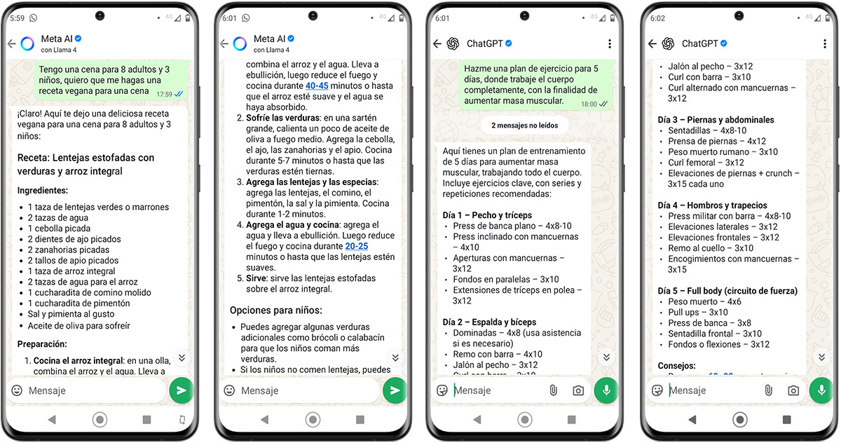 ¿Cuál asistente de IA es mejor tener en WhatsApp: Meta AI o ChatGPT? Esta es mi experiencia 6 Qué asistente de IA es mejor tener en WhatsApp - Velocidad de respuesta