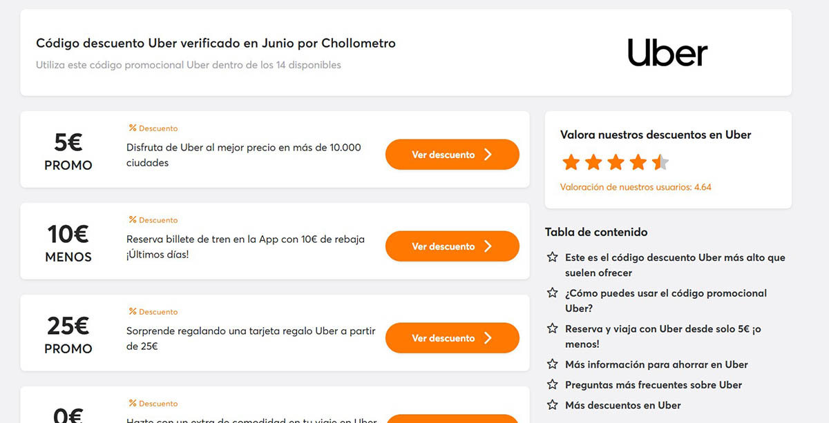 Los 4 mejores canales de Telegram y páginas web para encontrar cupones de descuento en Uber 4 chollometro uber