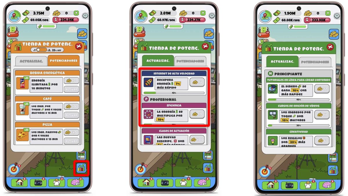 Los 7 mejores trucos para triunfar en el juego de moda 'Lamar: Vlogger ocioso' 4 Los 7 mejores trucos para triunfar en el juego de moda 'Lamar: Vlogger ocioso' - Invierte en potenciadores sabiamente