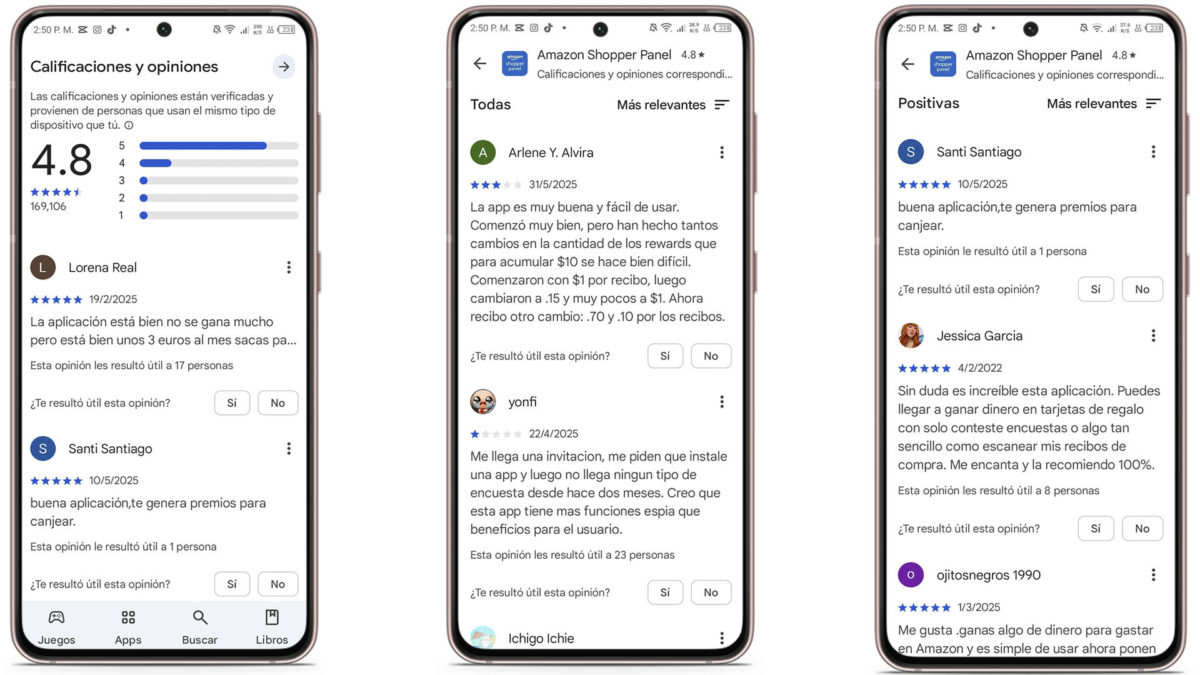 Opiniones sobre el programa Amazon Shopper Panel en 2025 en Google Play