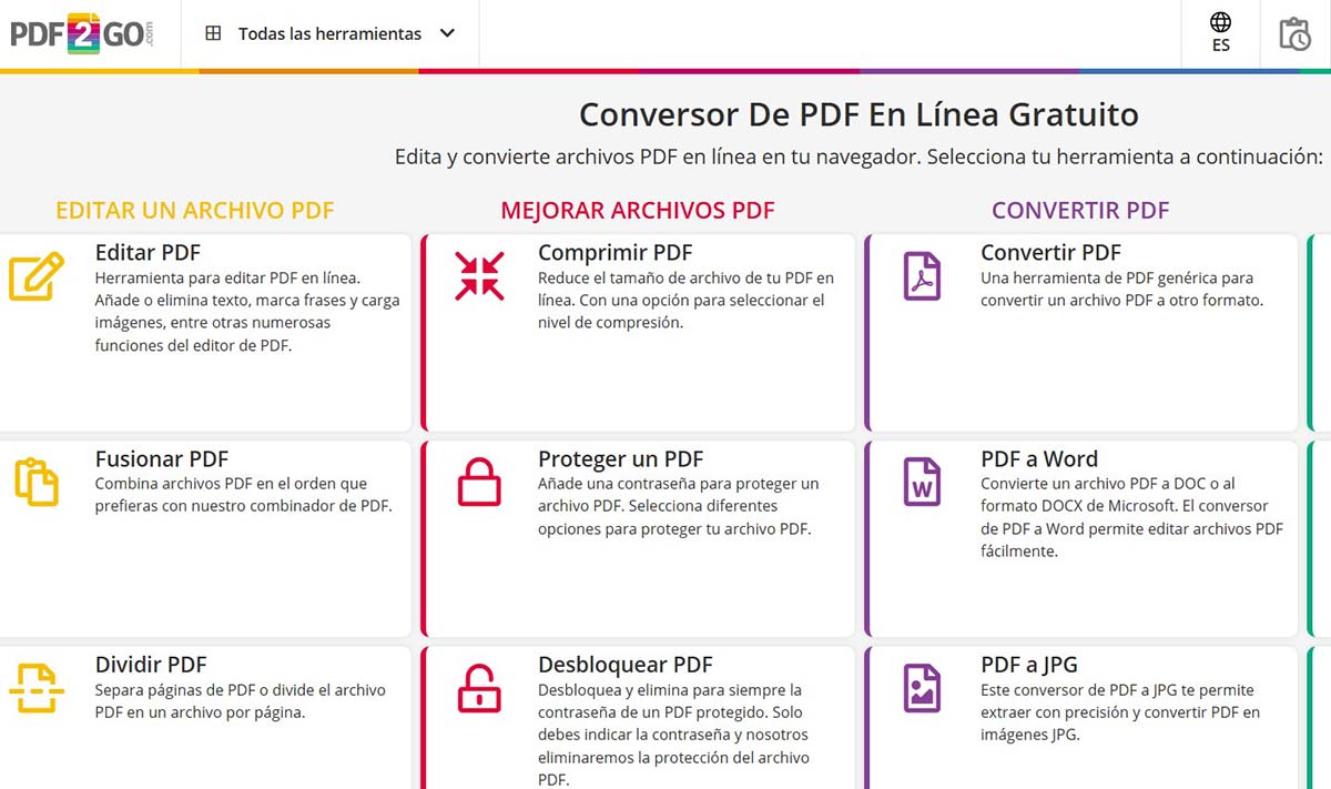 Alternativas gratis a ILovePDF para editar, crear y firmar archivos PDF 3 pdf 2 go