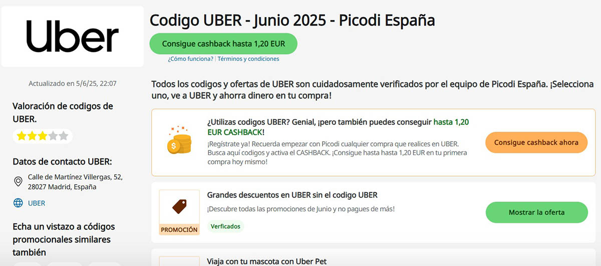 Los 4 mejores canales de Telegram y páginas web para encontrar cupones de descuento en Uber 2 picodi