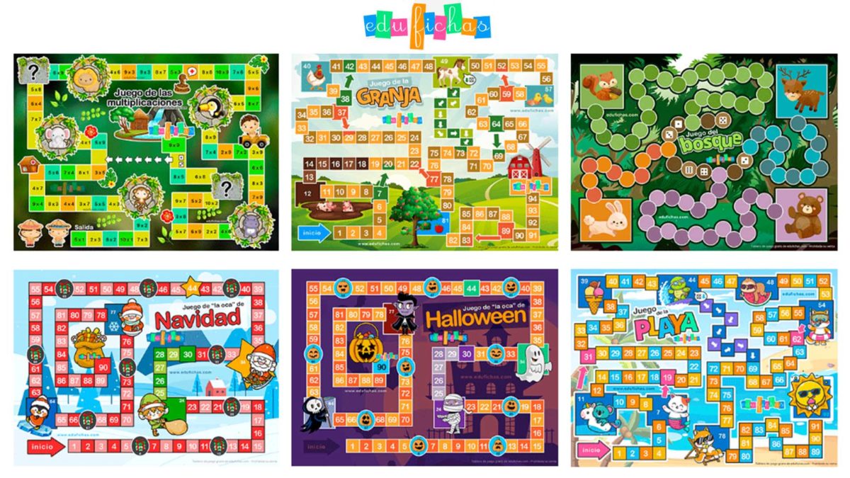 Plantillas con juegos de mesa en PDF para imprimir gratis 13 Páginas web con plantillas de juegos de mesa para imprimir - Edufichas