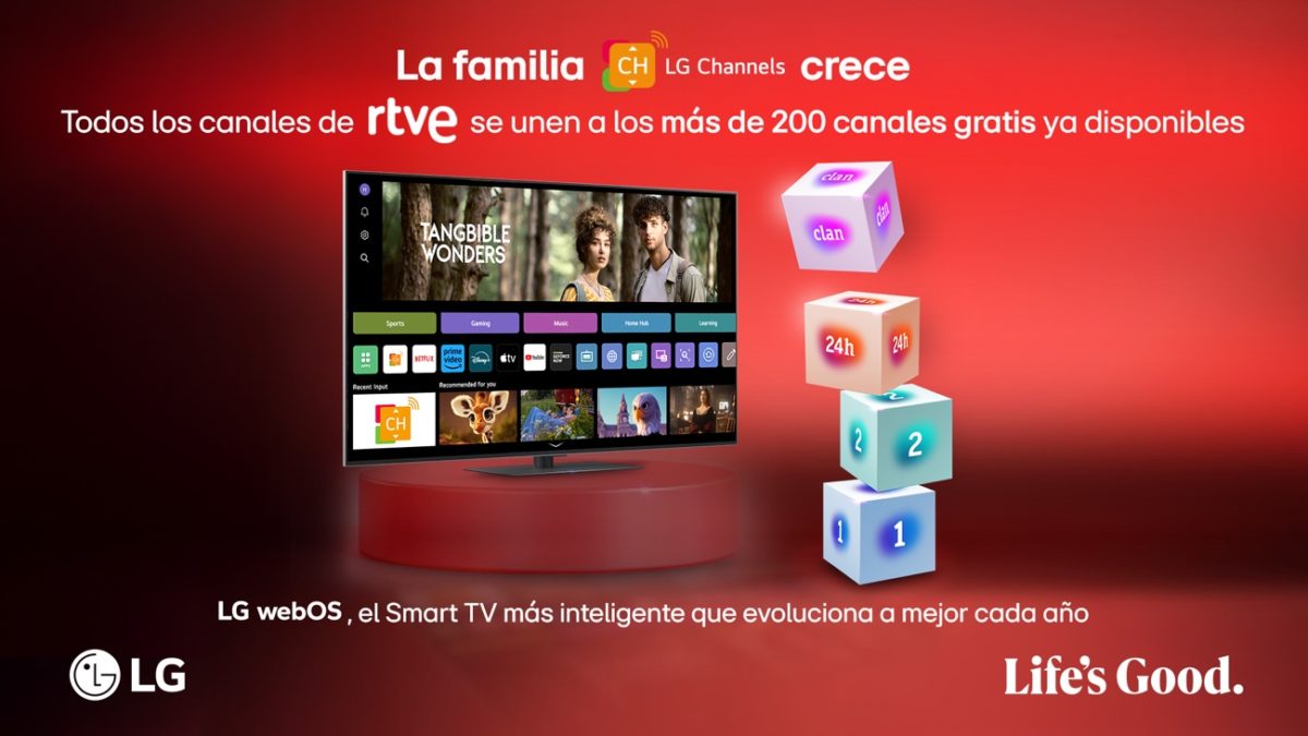 LG Channels incorpora a su plataforma de 'streaming' los canales de RTVE 1 RTVE llega a LG Channels en 2025
