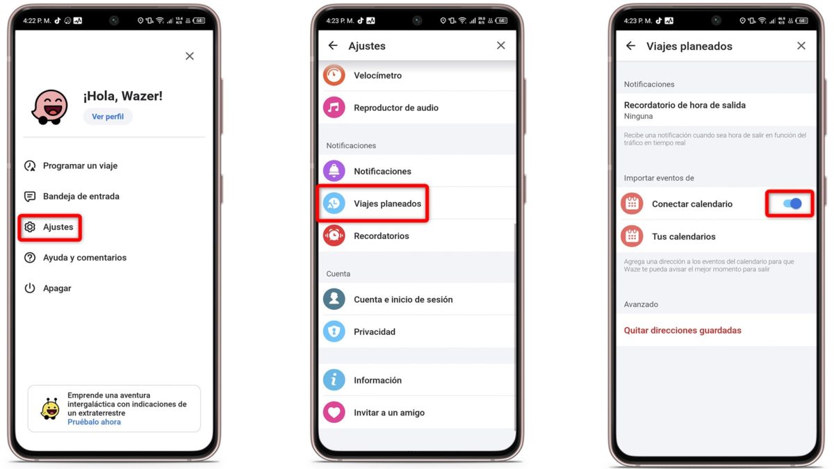 7 trucos para Waze que funcionan en 2025 3 Trucos para Waze que funcionan en 2025 - Conecta tu calendario y no olvides tus citas