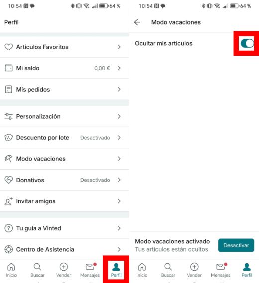 Cómo activar el modo Vacaciones en Vinted y Wallapop 1