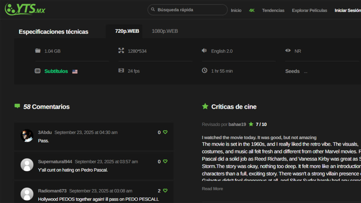 10 alternativas que funcionan a Torrentdownloads para descargar archivos torrent 9 Alternativas que funcionan a Torrentdownloads - YTS.mx