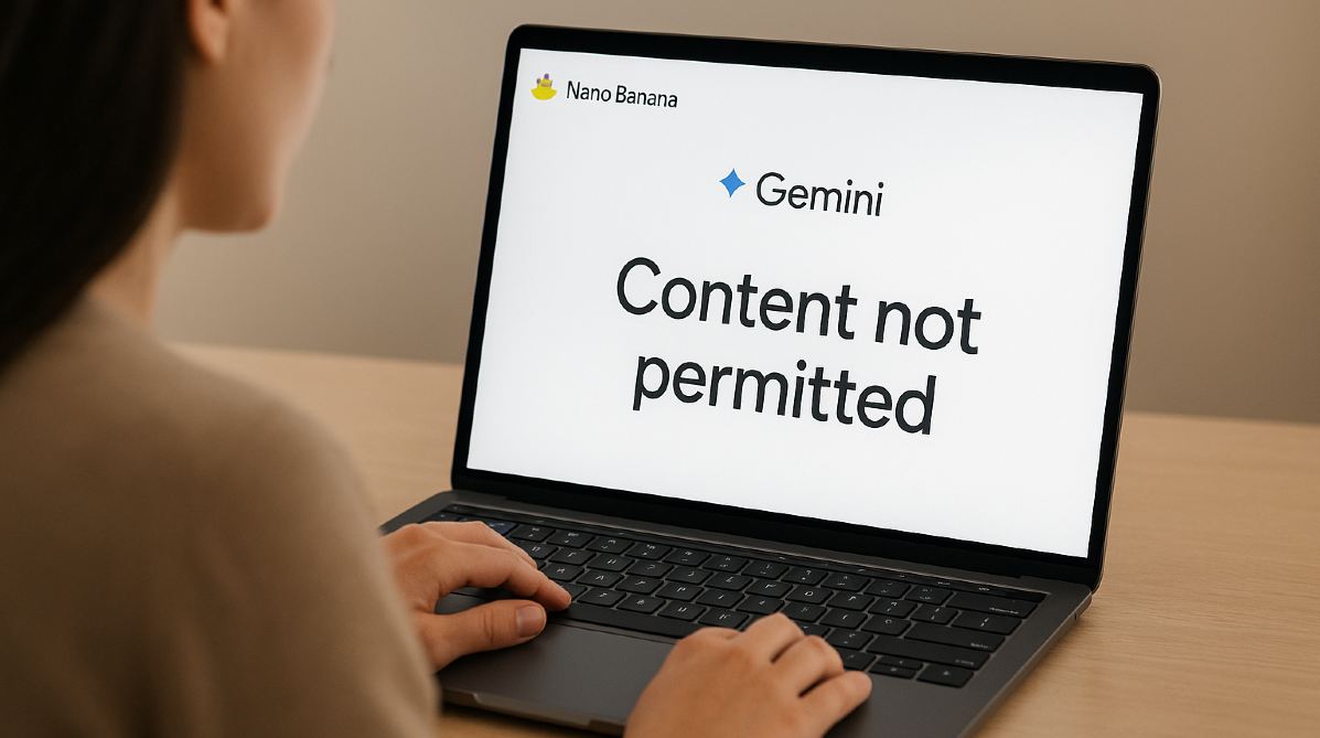 Por qué aparece el mensaje ‘Content not permitted’ o ‘Content blocked’ en Nano Banana 1 Por qué aparece el mensaje ‘Content not permitted’ o ‘Content blocked’ en Gemini Nano Banana