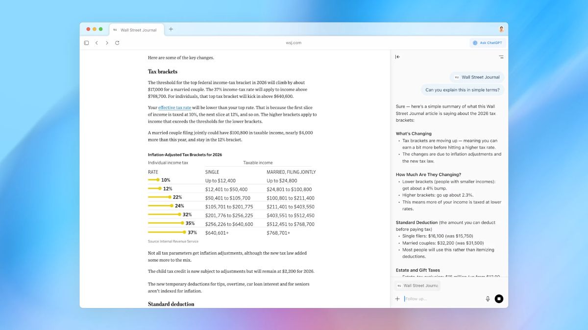 ¿Qué ofrece el nuevo navegador Atlas de ChatGPT que no tenga Chrome? 2 chatgpt-atlas-foto2