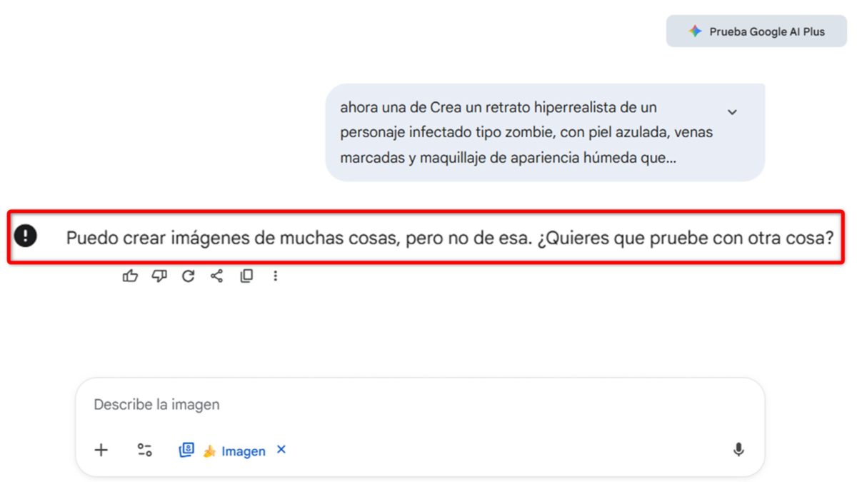 ¿Por qué Google Gemini no crea las imágenes que le pido? Causas y posibles soluciones a este problema 2 Por qué Google Gemini no crea las imágenes que le pido - Restricciones de contenido