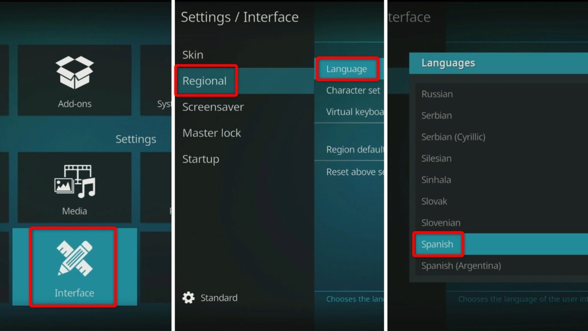 Cómo instalar la 'build' o compilación Estuary Esparta en Kodi: guía paso a paso 3 Instalar la 'build' o compilación Estuary Esparta en Kodi - Preparar Kodi e idioma