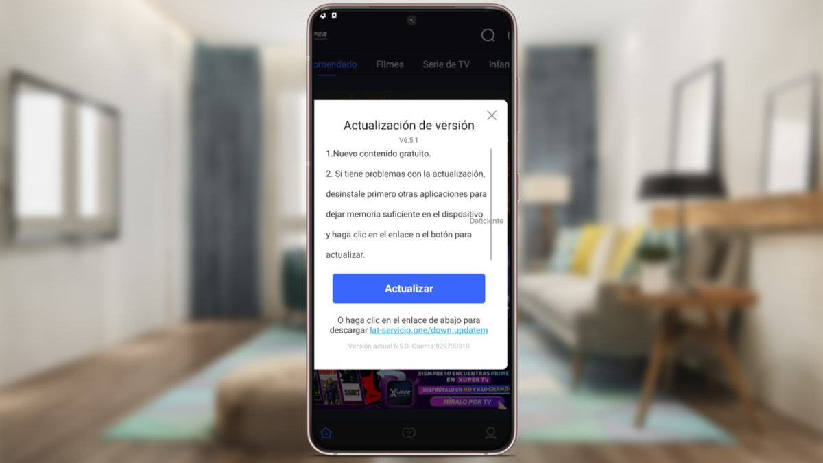 Xuper TV no me deja entrar - Versión desactualizada del APK