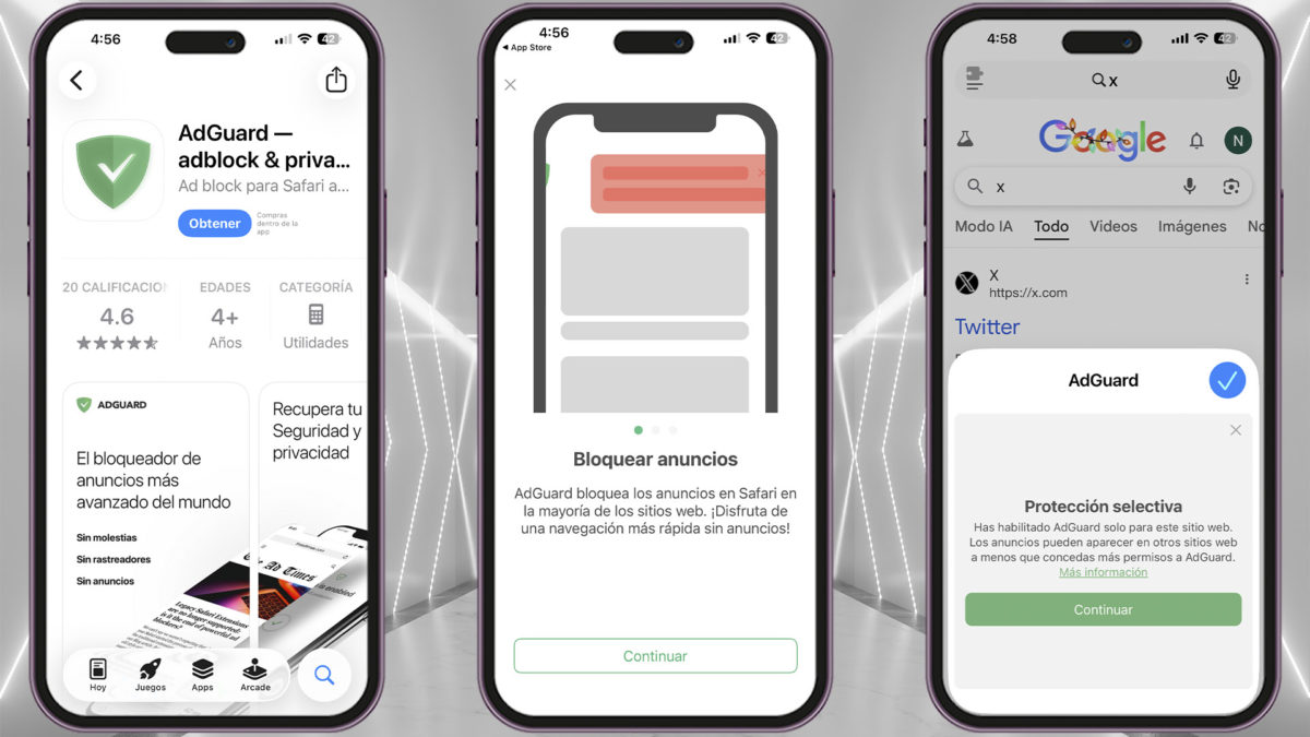 Cómo evitar la publicidad en los vídeos de X 7 Formas de evitar la publicidad en los videos de X- Usa la extension de AdGuard en Safari para iOS