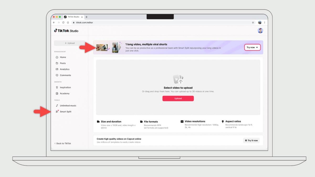 Cómo usar Smart Split en TikTok para cortar vídeos largos