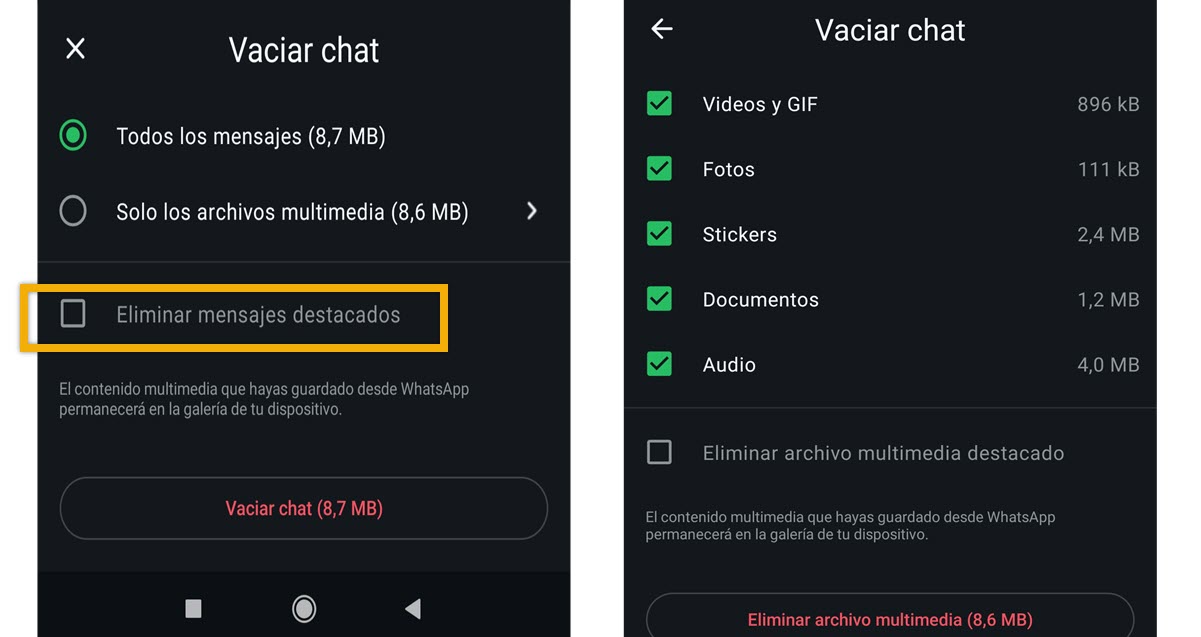 eliminar chat en whatsapp