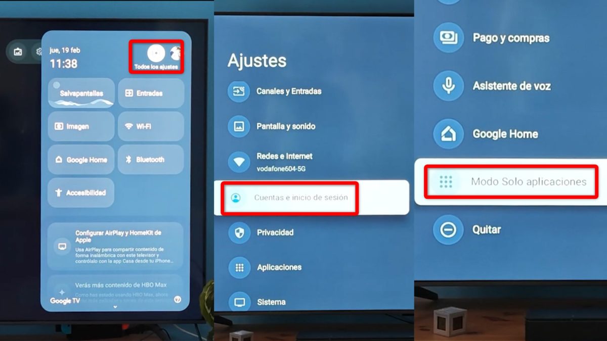 10 trucos imprescindibles para Google TV en 2026 8 Trucos para Google TV en 2026 - Activa el modo Solo aplicaciones