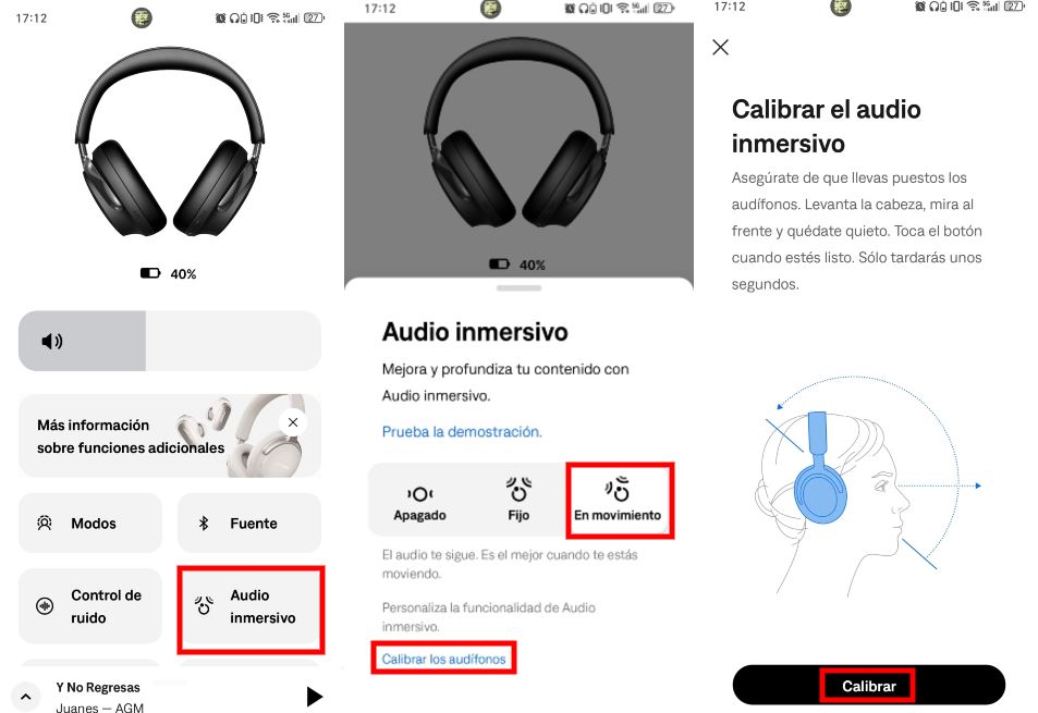 Cómo calibrar el audio inmersivo o espacial de los auriculares Bose QC Ultra 2 HP 3 Cómo calibrar el audio inmersivo o espacial de los auriculares Bose QC Ultra 2