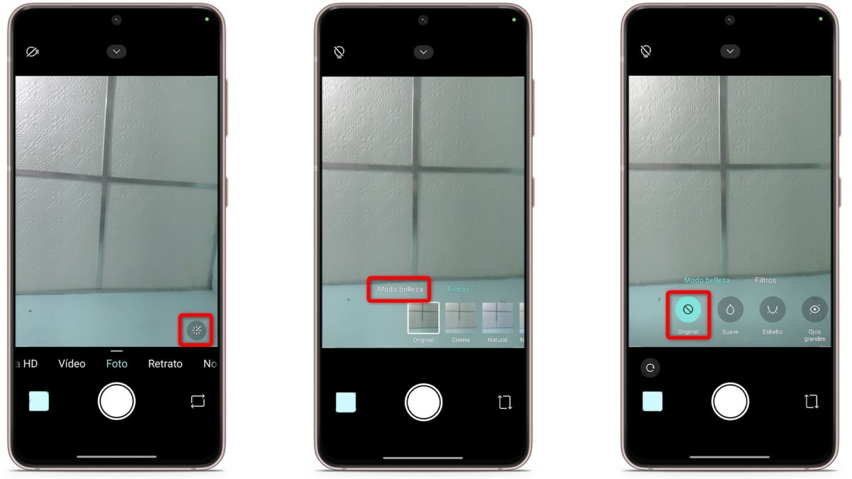 7 consejos y ajustes de la app de Cámara de tu móvil para sacar mejores selfis 4 Trucos de la app de Cámara de tu móvil para sacar mejores selfis-Desactiva el modo belleza automático