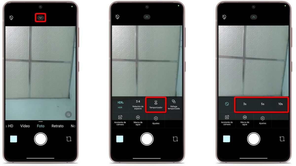 7 consejos y ajustes de la app de Cámara de tu móvil para sacar mejores selfis 5 Trucos de la app de Cámara de tu móvil para sacar mejores selfis-Usa el temporizador para mejorar el encuadre