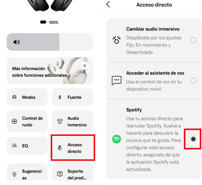 Cómo configurar la función Spotify Tap en los auriculares Bose QC Ultra Headphones (2ª Gen) 2 Cómo configurar la función Spotify Tap en los auriculares Bose QC Ultra Headphones 2a Gen