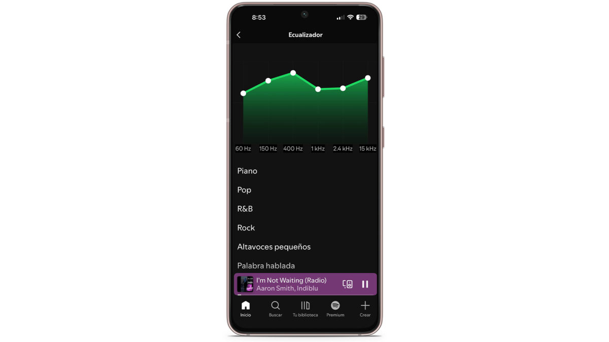 Cómo usar el ecualizador de Spotify en el móvil 4 Ajuste de ecualizador correcto