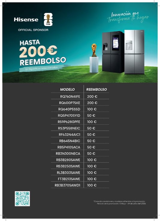 Mundial Hisense, cómo conseguir 200 euros de reembolso en equipos Hisense