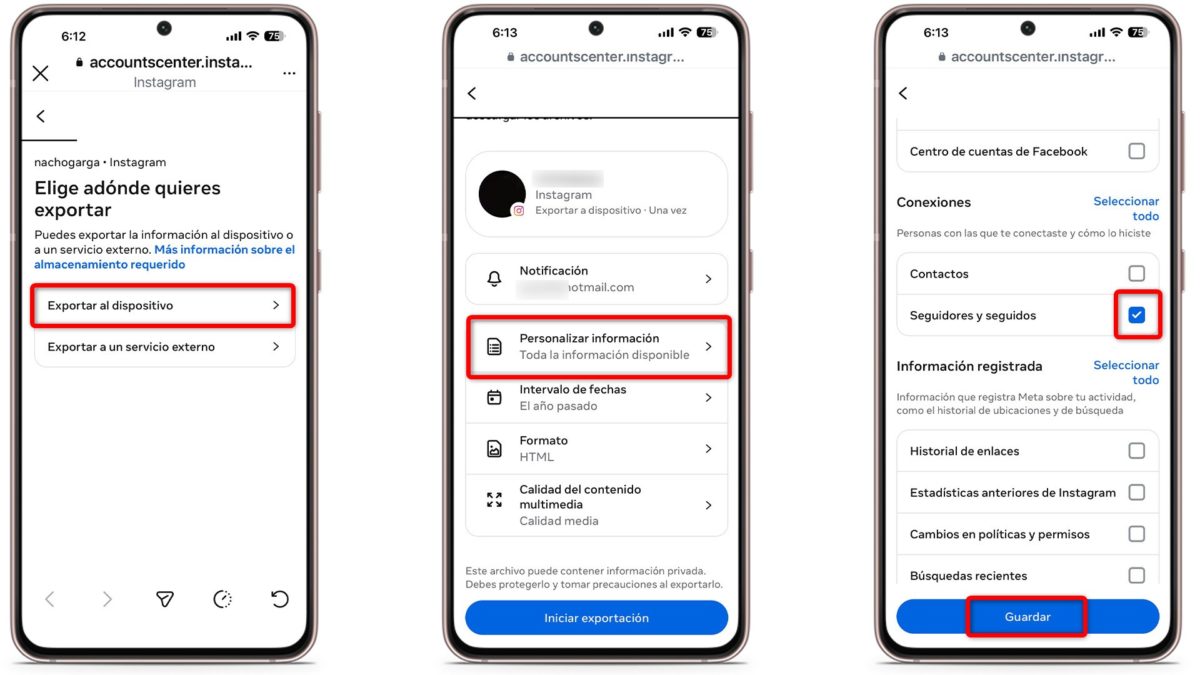 Cómo ver las solicitudes enviadas para seguir perfiles en Instagram 4 Personaliza tu información