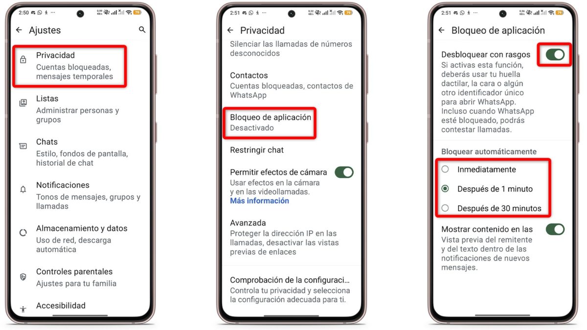 Ajustes para reforzar la privacidad de WhatsApp - Bloquea WhatsApp con tu huella o Face ID