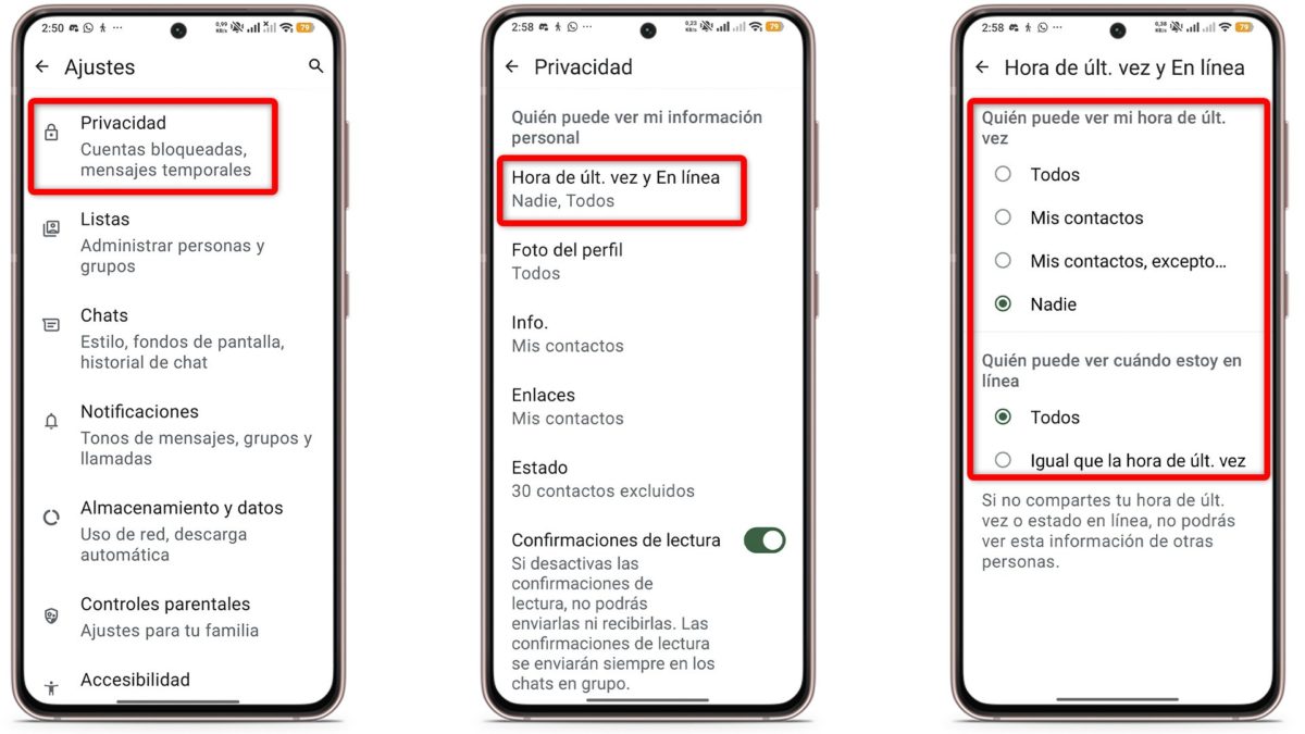 Ajustes para reforzar la privacidad de WhatsApp - Decide quién puede ver tu información personal