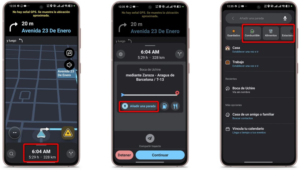Cómo añadir una parada en Waze-Abre la información de la ruta