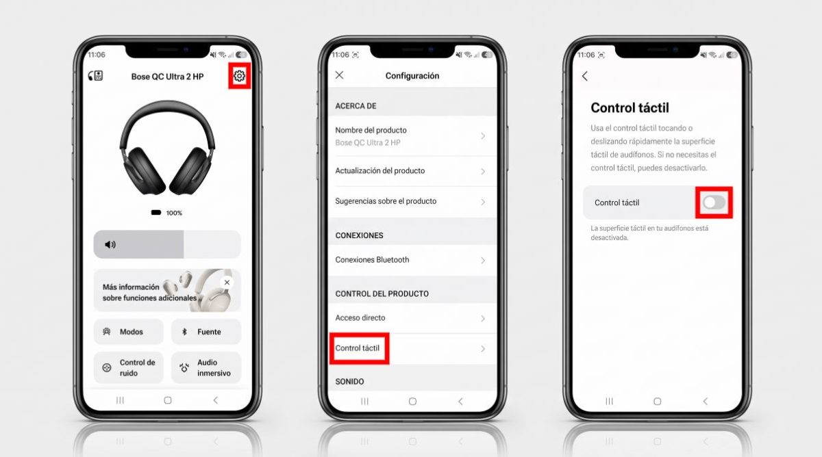 Cómo desactivar el control táctil de los auriculares Bose QuietComfort Ultra Headphones 2