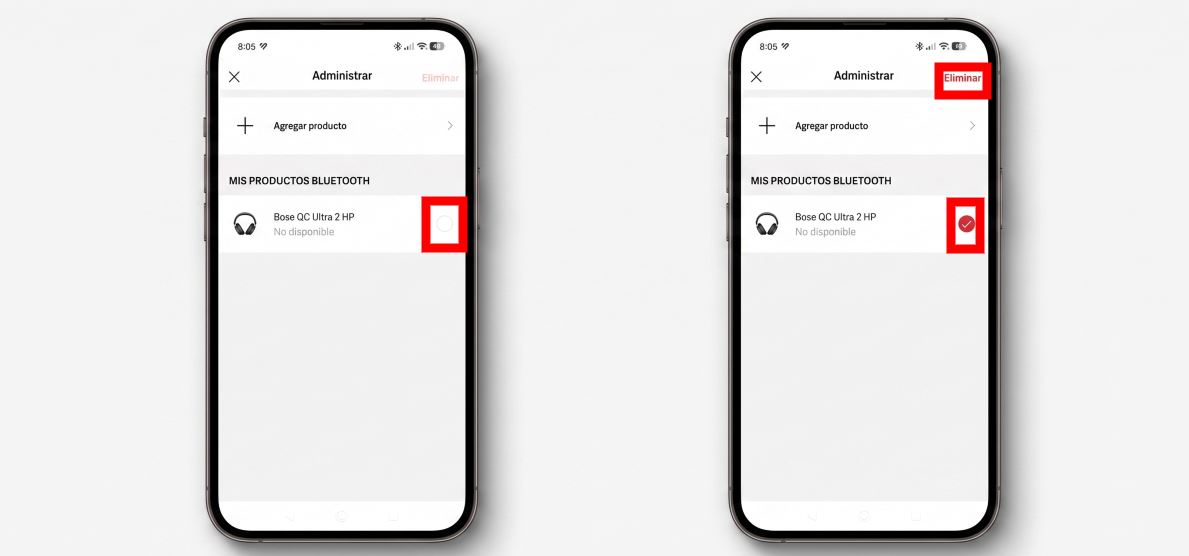 Cómo eliminar o desvincular un altavoz o auriculares en la app Bose 1