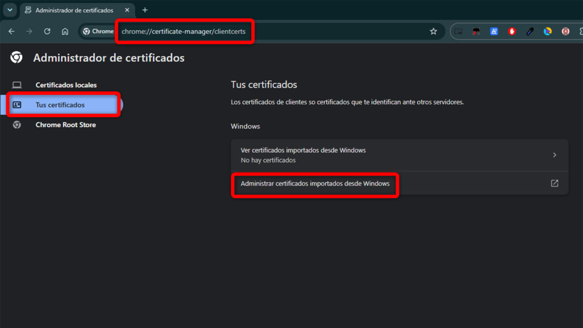 Pasos para instalar el certificado digital en Google Chrome