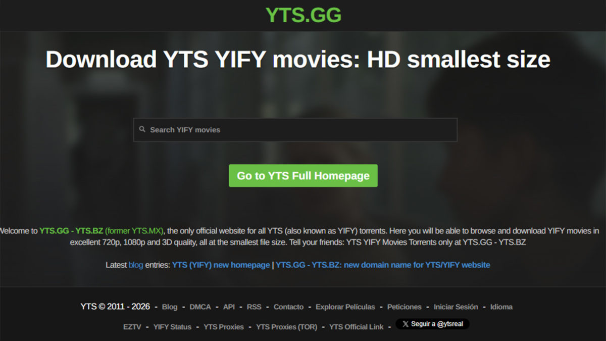Páginas torrent en castellano para películas y series-YTS