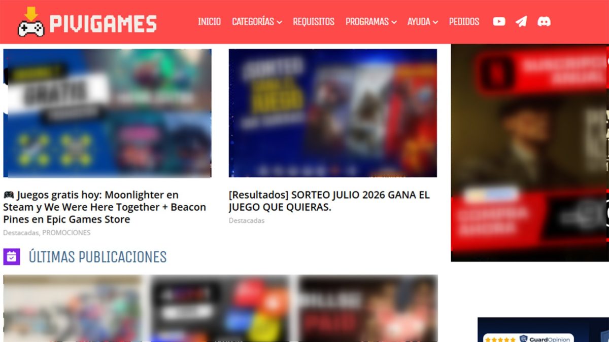 Páginas torrent en castellano para videojuegos-PiviGames