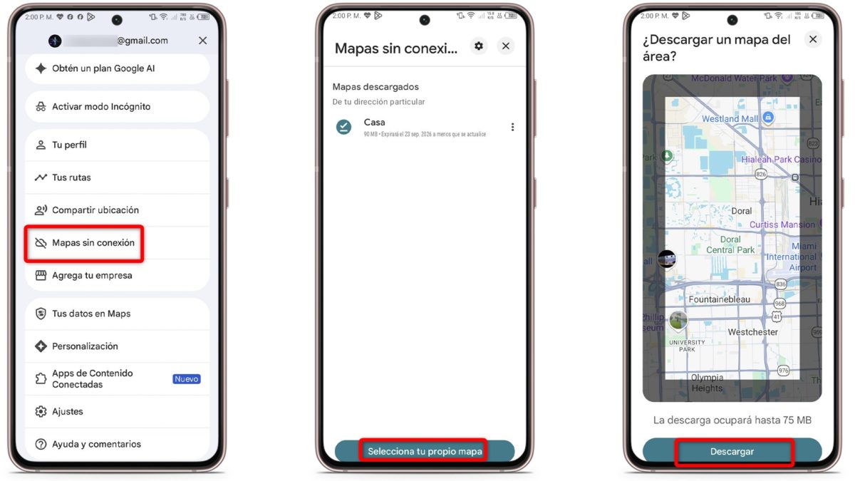 Funciones ocultas de Google Maps - Descargar el mapa