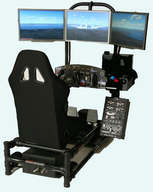 Simulador de vuelo con tres pantallas