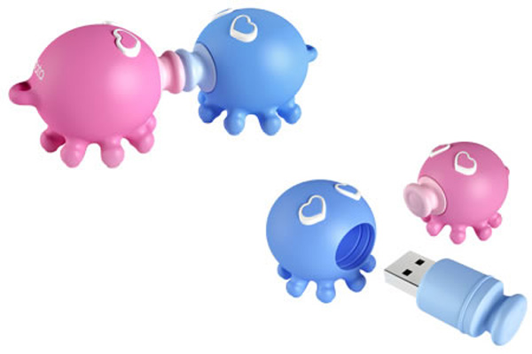 Kissing Octopus, lápices USB con forma de pulpos que se besan