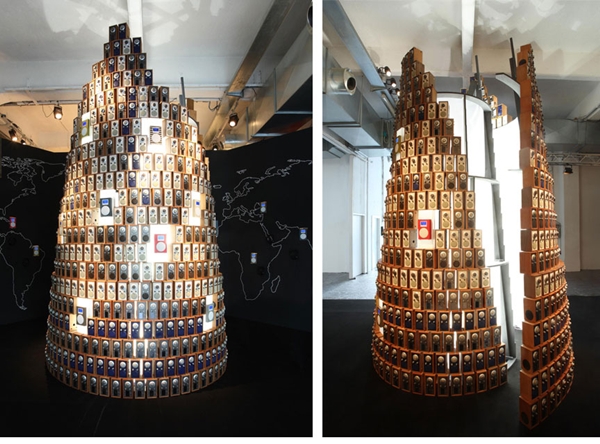 Una Torre de Babel hecha con 1.000 radios Internet