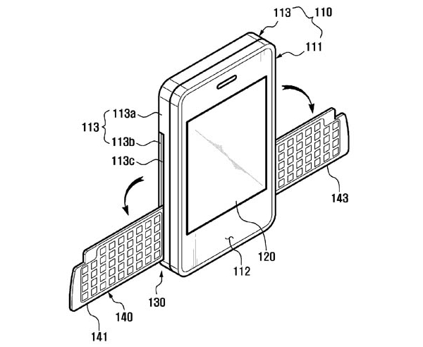 Samsung patenta un teclado QWERTY que se despliega con forma de alas